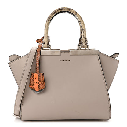 Fendi Vitello Dolce Elaphe Bi-Color Mini 3jours Tote Grigio Polvere Arancio Taupe 1 of 11