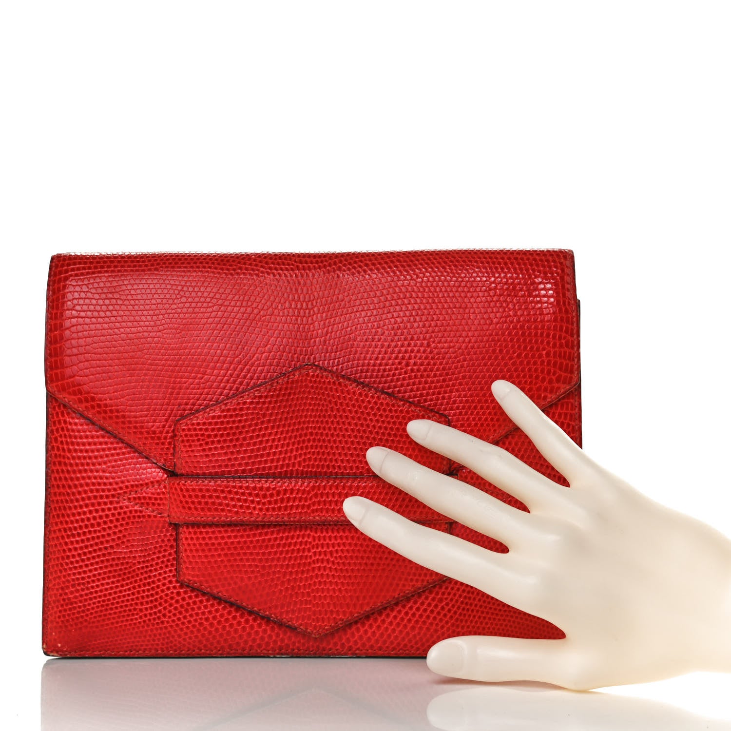 Hermes Lizard Faco Clutch Red 2 of 11
