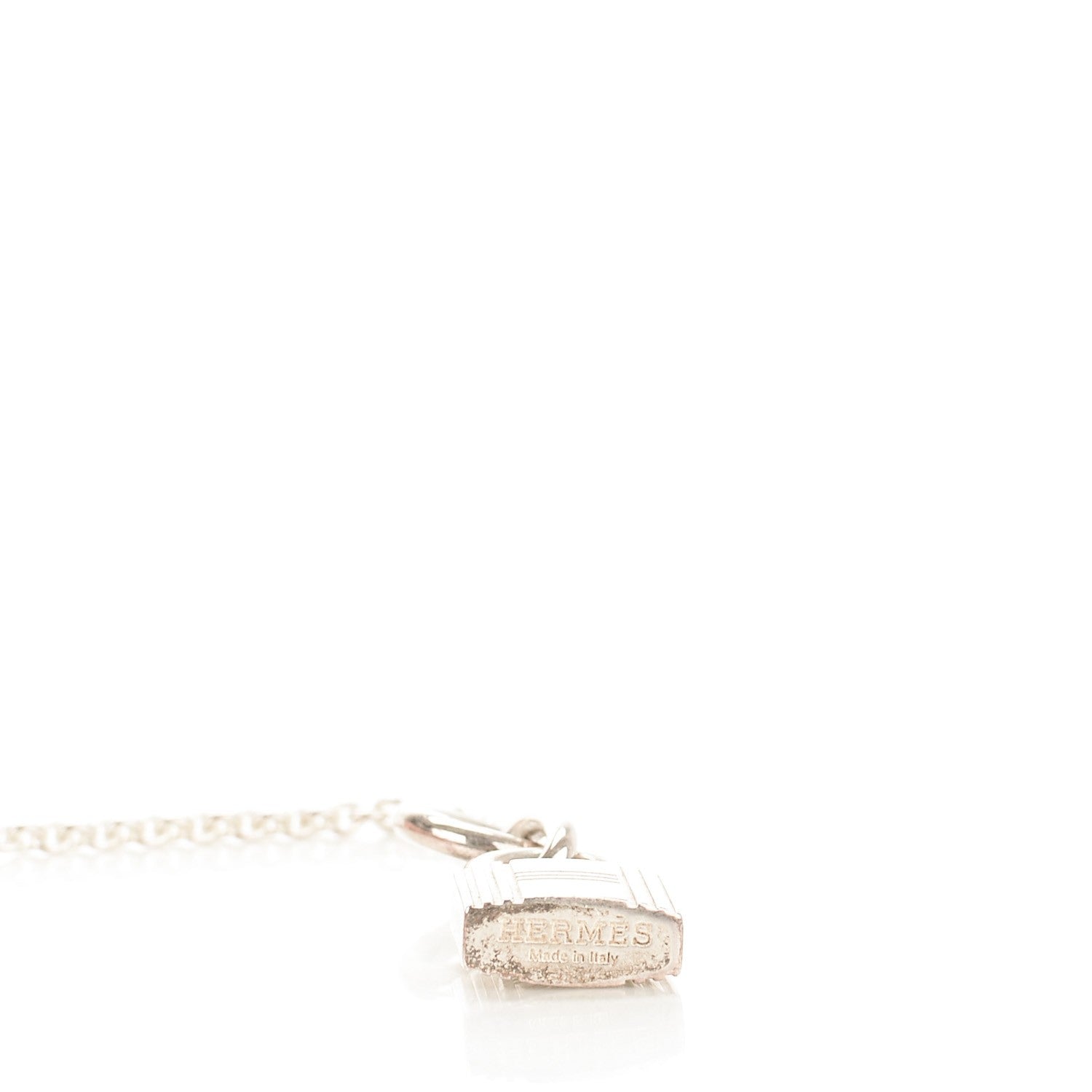 Hermes Sterling Silver Cadenas Kelly Lock Pendant Necklace 4 of 5