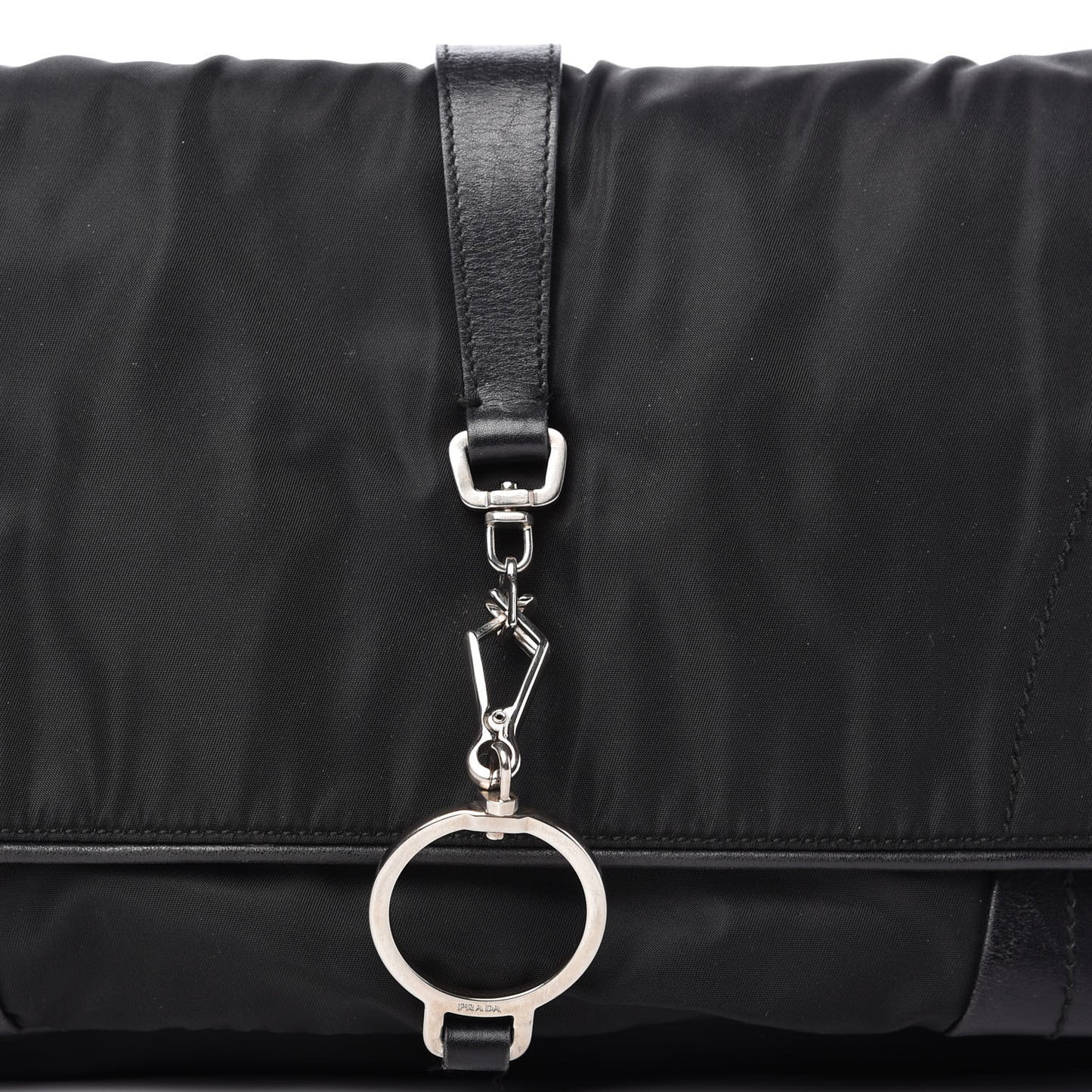 Tessuto Nylon Calfskin Shoulder Bag Black