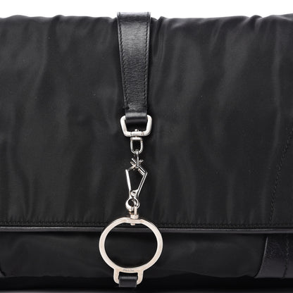 Prada Tessuto Nylon Calfskin Shoulder Bag Black 10 of 14