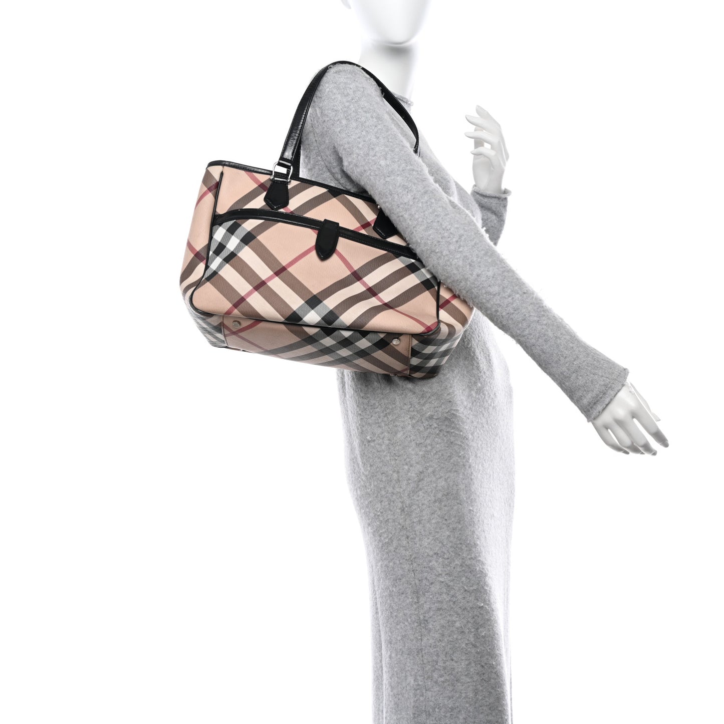 Patent Trim Nova Check Tote Black