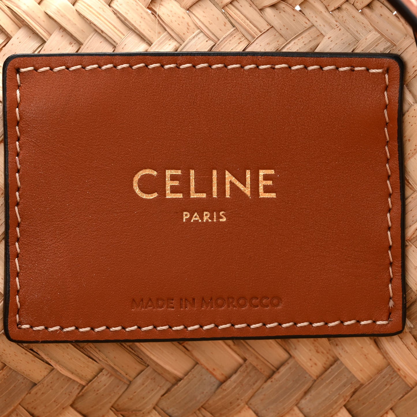 Raffia Calfskin Triomphe Teen Panier Tan