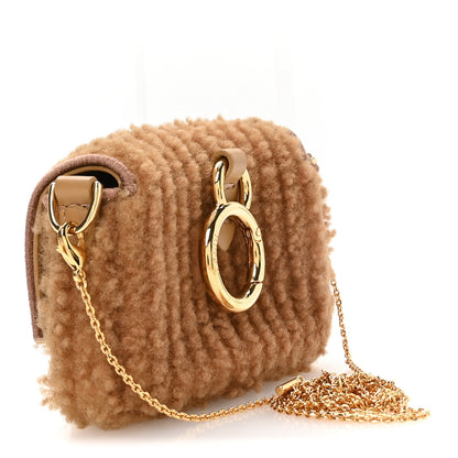 Fendi Shearling Nano Maxi Buckle Baguette Charm Camel 3 of 10
