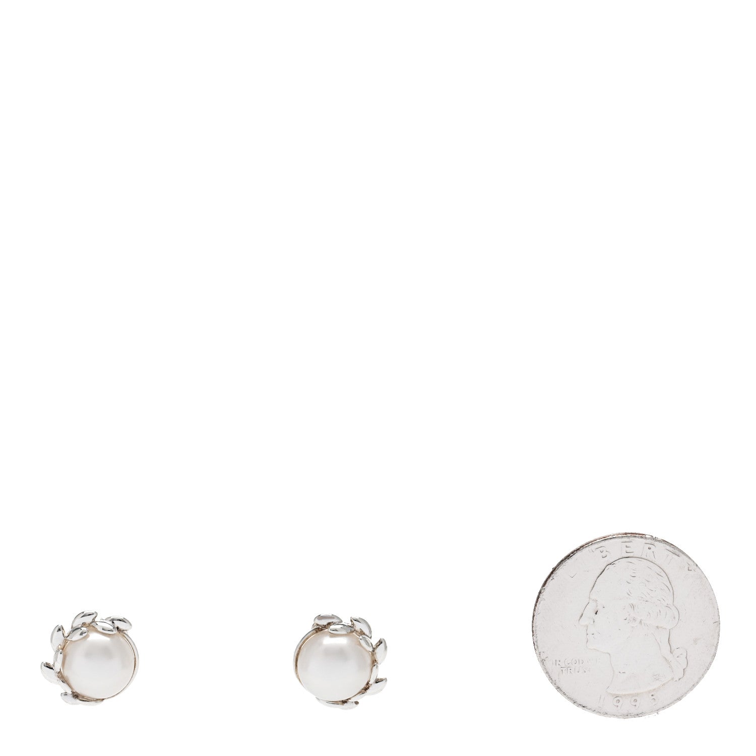 Tiffany Sterling Silver Pearl Paloma Picasso Olive Leaf Earrings 2 of 5