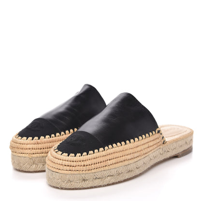 Chanel Lambskin Grosgrain CC Espadrille Mules 41 Black 3 of 10
