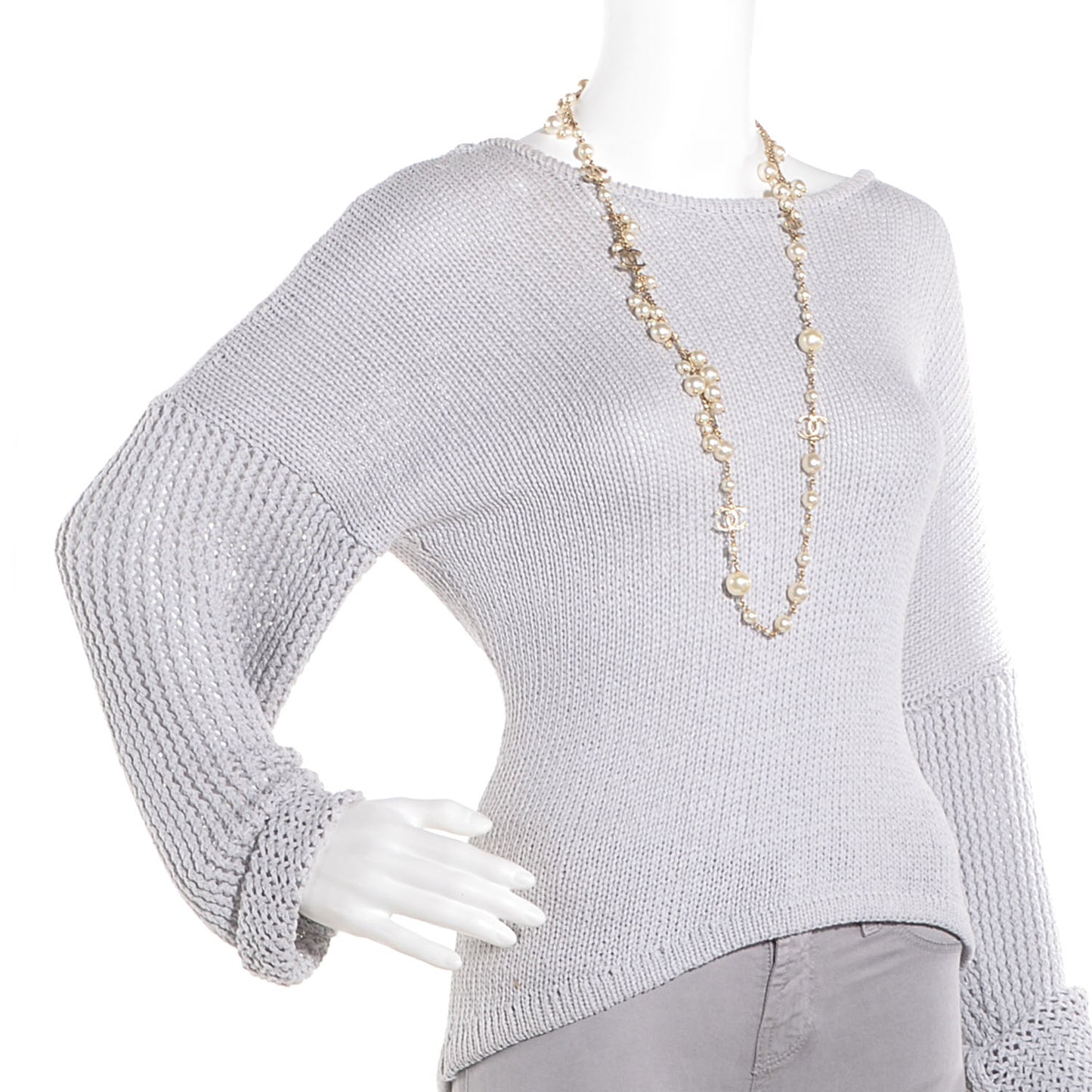 Classic CC Long Pearl Necklace Gold