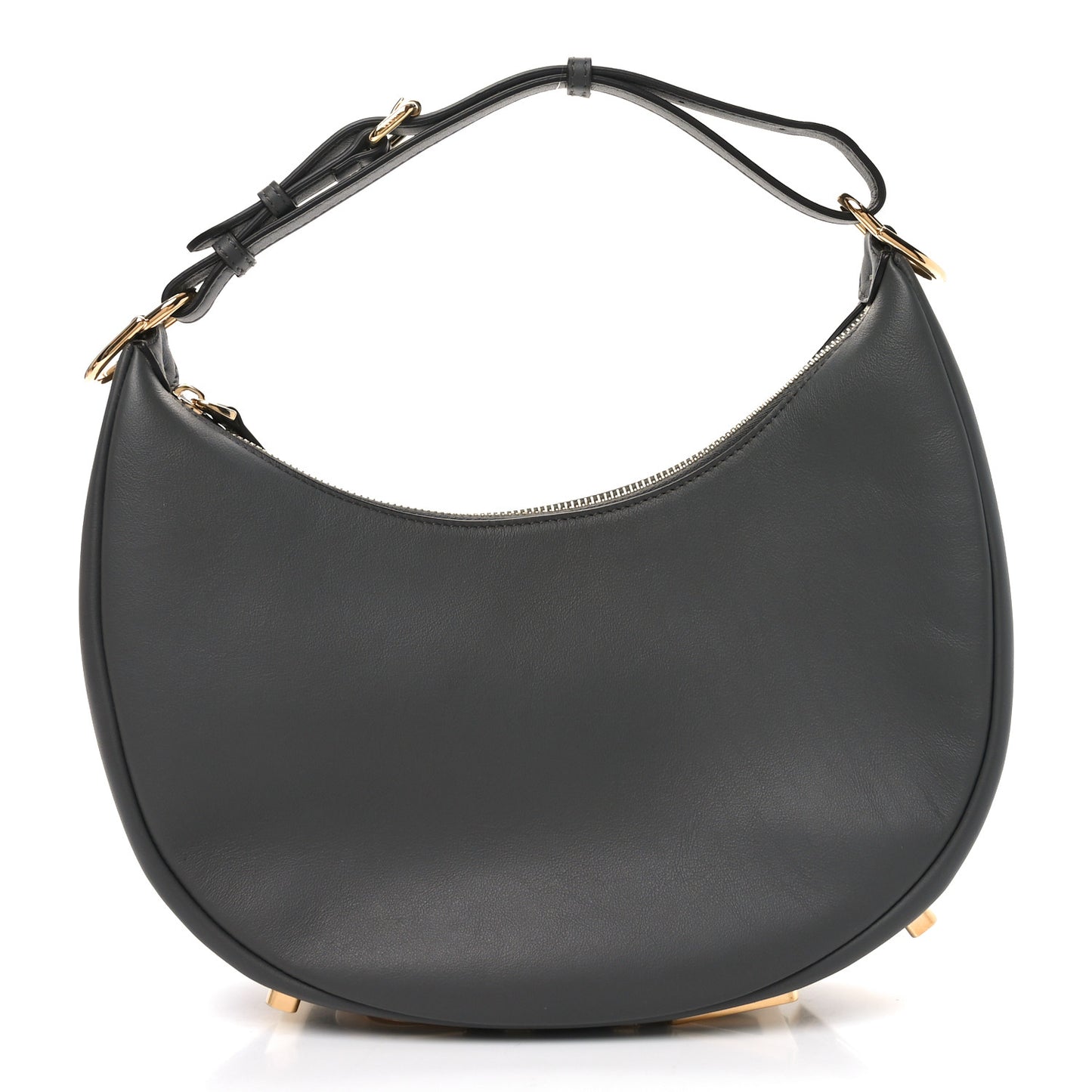 Vitello Grace Matte Small Fendigraphy Hobo Bag Anthracite