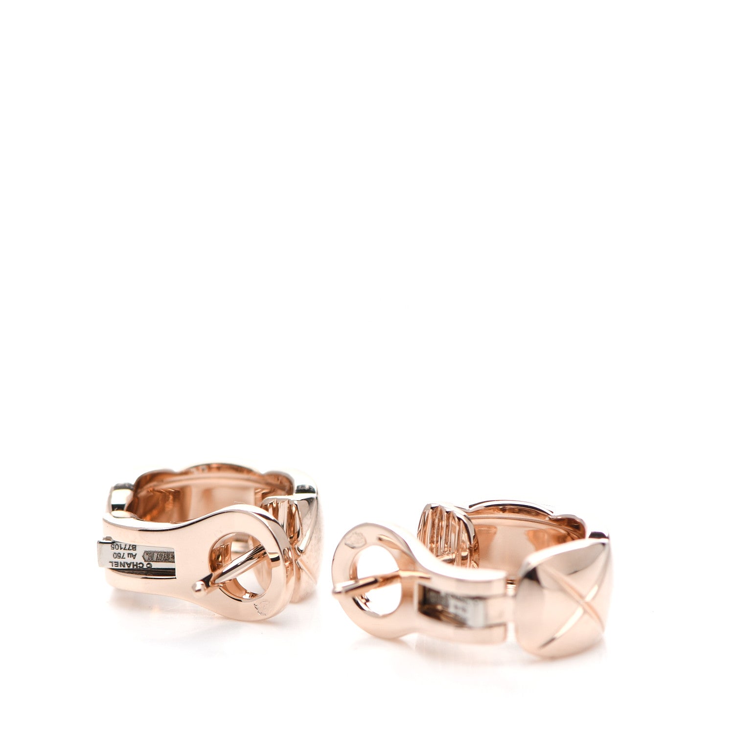 Chanel 18K Beige Gold Coco Crush Hoop Earrings 3 of 4
