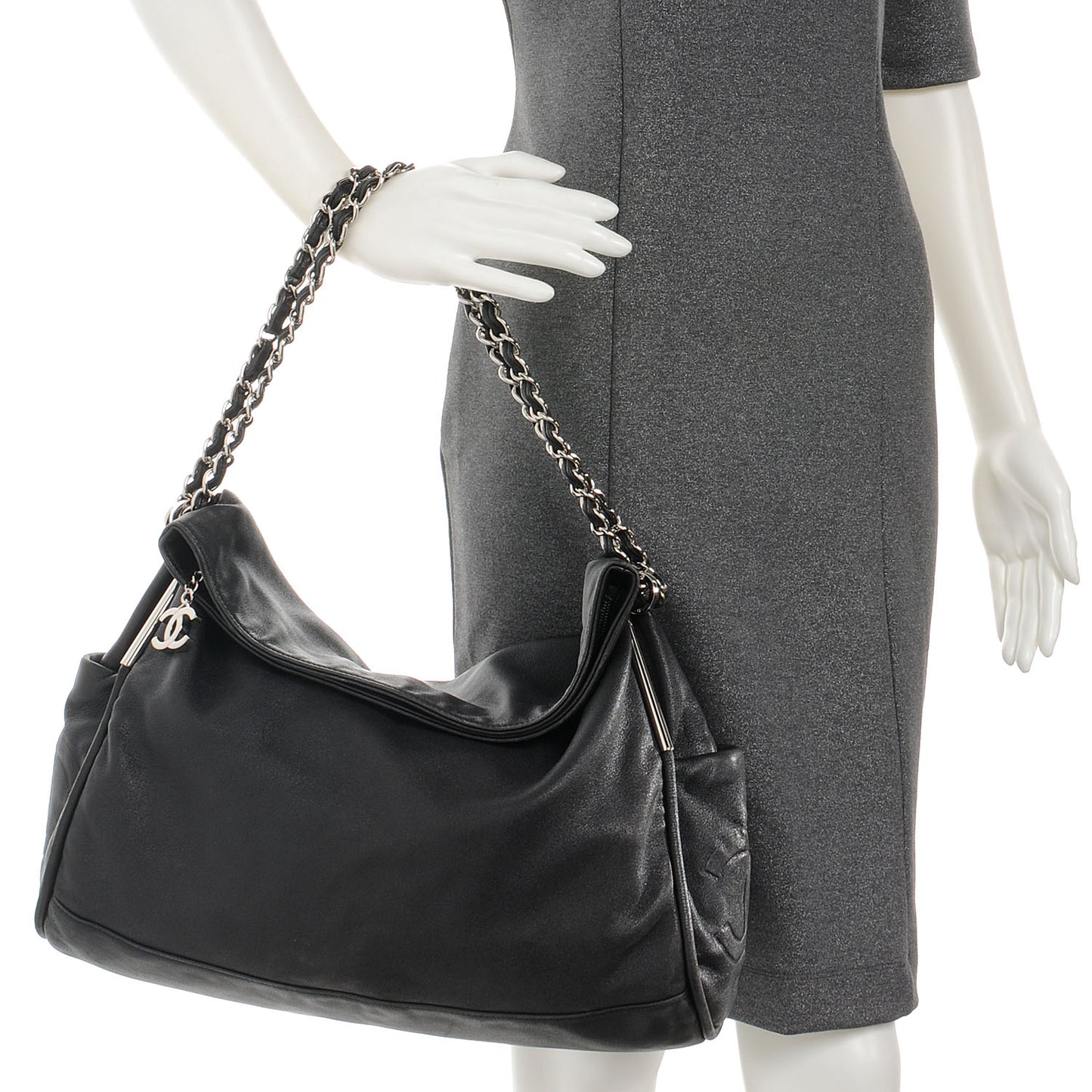 Lambskin Large Ultimate Soft Shoulder Bag Black