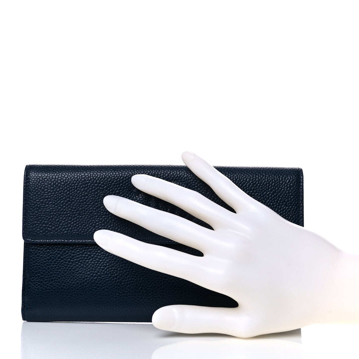 Caviar Timeless CC French Long Wallet Navy Blue