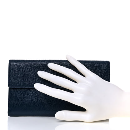 Chanel Caviar Timeless CC French Long Wallet Navy Blue 2 of 10