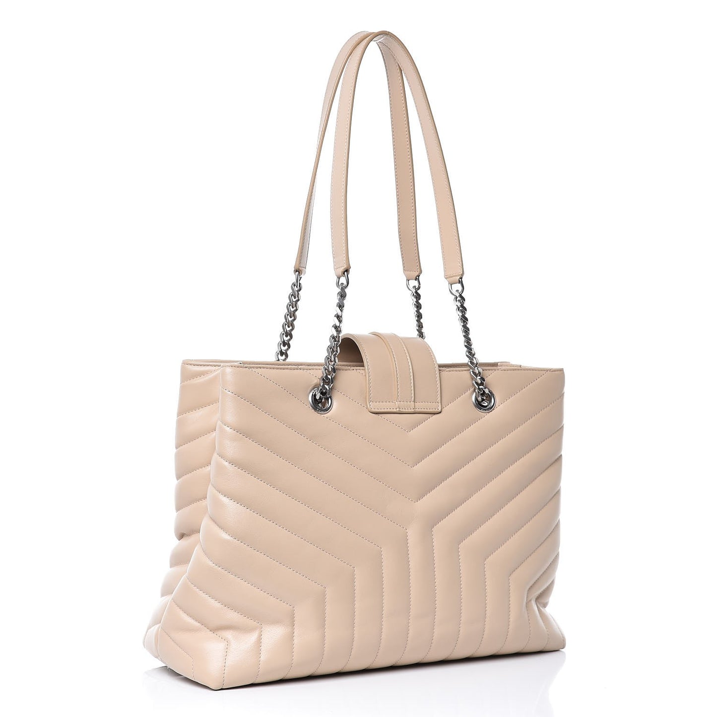 Calfskin Y Quilted Monogram Large Loulou Shopper Nude Powder