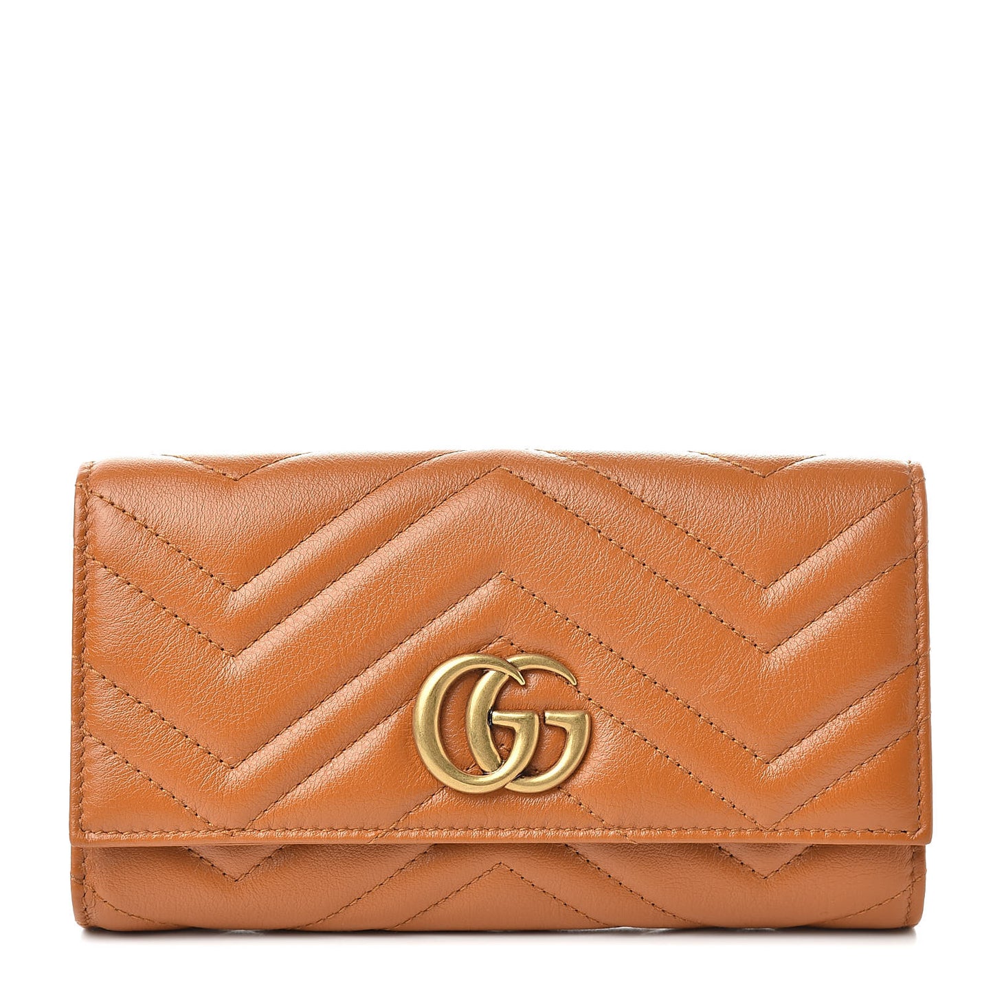 Calfskin Matelasse GG Marmont Continental Wallet Cognac