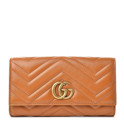 Gucci Calfskin Matelasse GG Marmont Continental Wallet Cognac 1 of 9
