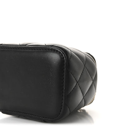 Chanel Lambskin Quilted Mini Pearl Crush Vanity Case With Chain Black 10 of 10