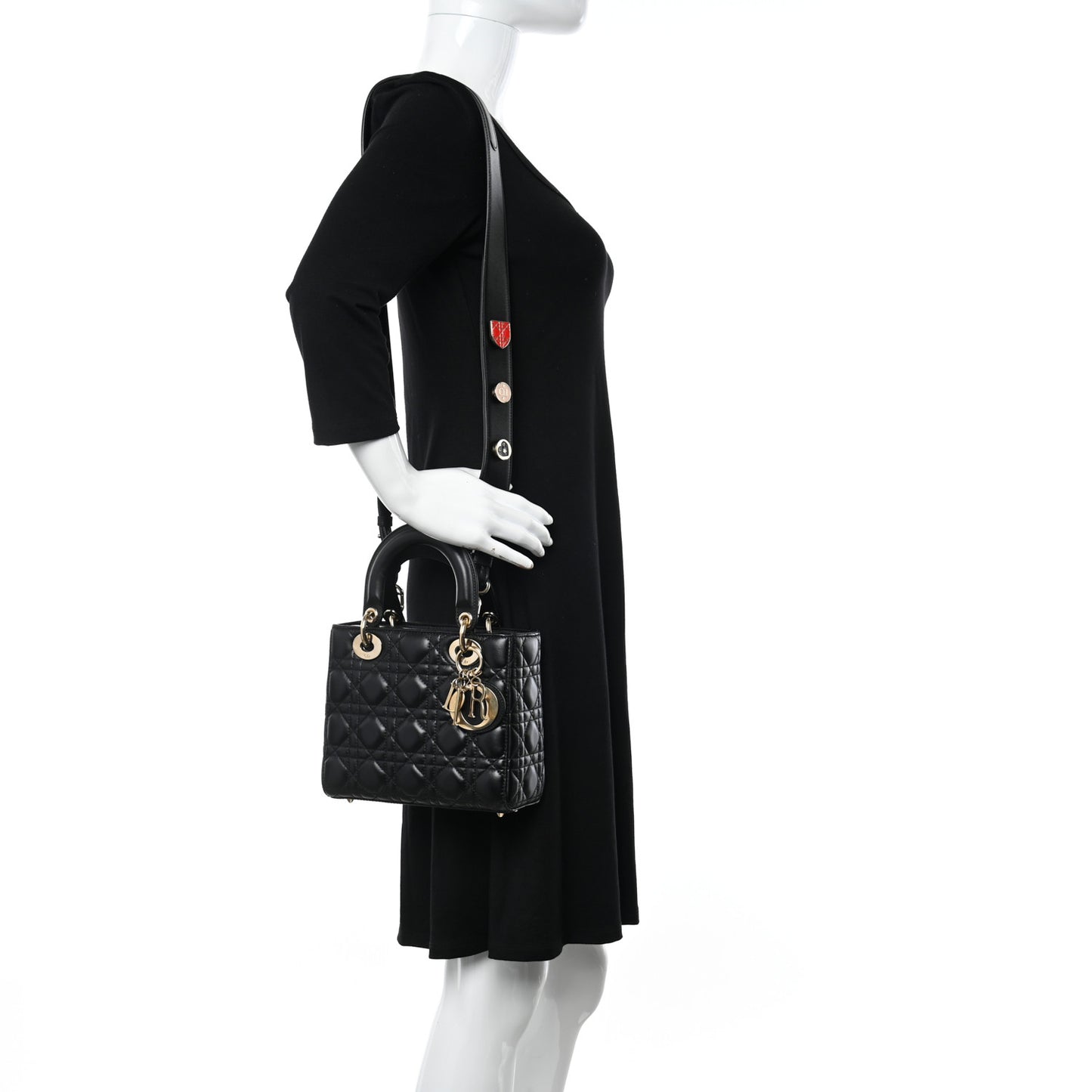Lambskin Cannage Small Lucky Badges My Lady Dior Black