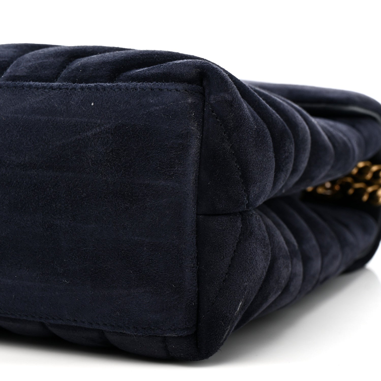 Saint Laurent Suede Calfskin Y Quilted Monogram Medium Loulou Chain Satchel Deep Marine 12 of 12