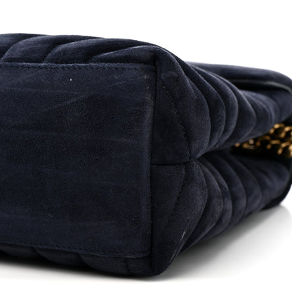 Saint Laurent Suede Calfskin Y Quilted Monogram Medium Loulou Chain Satchel Deep Marine 12 of 12