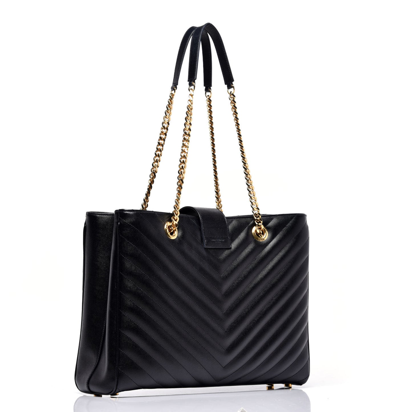 Grain De Poudre Matelasse Chevron Monogram Shopping Bag Black