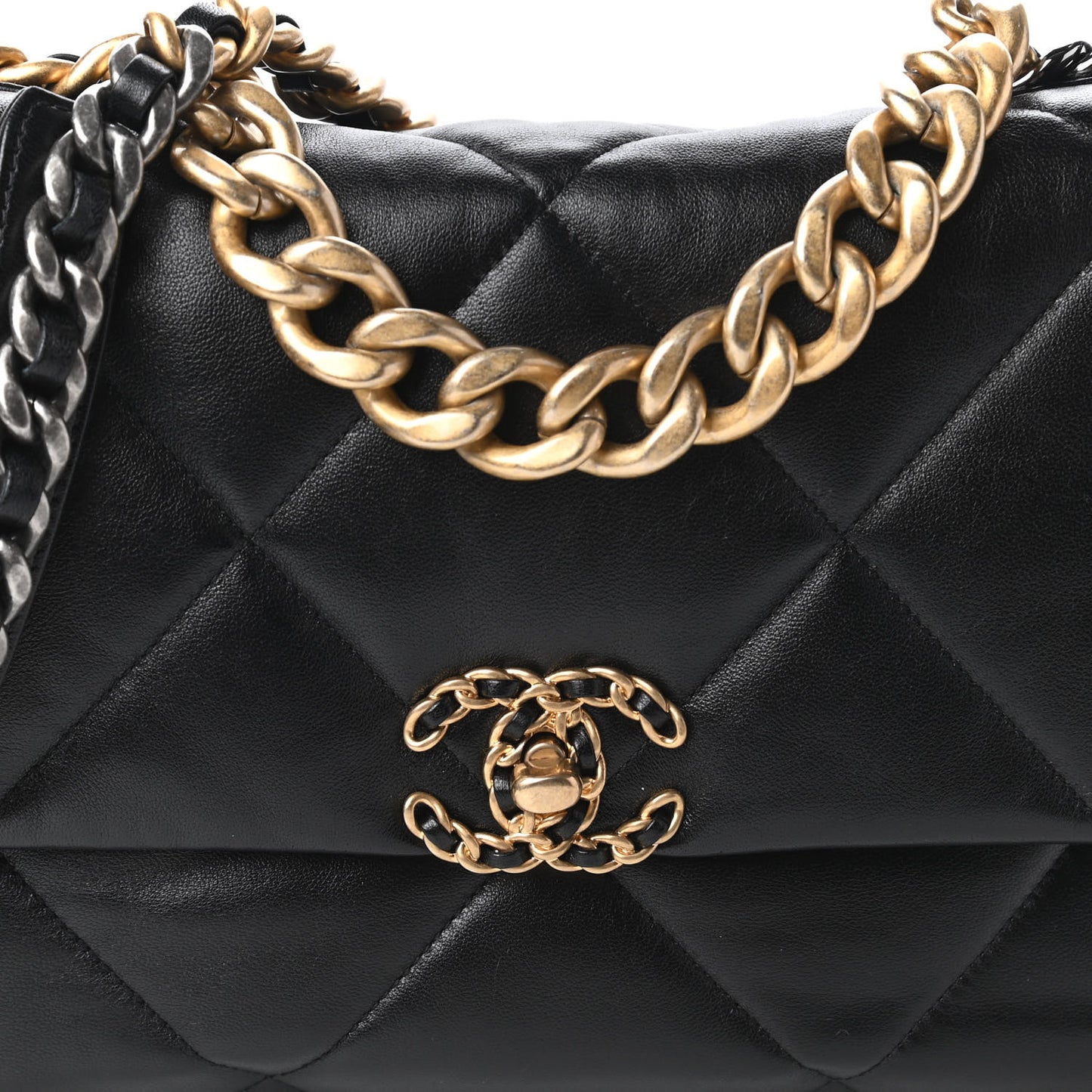 Lambskin Quilted Large Chanel 19 Flap Black