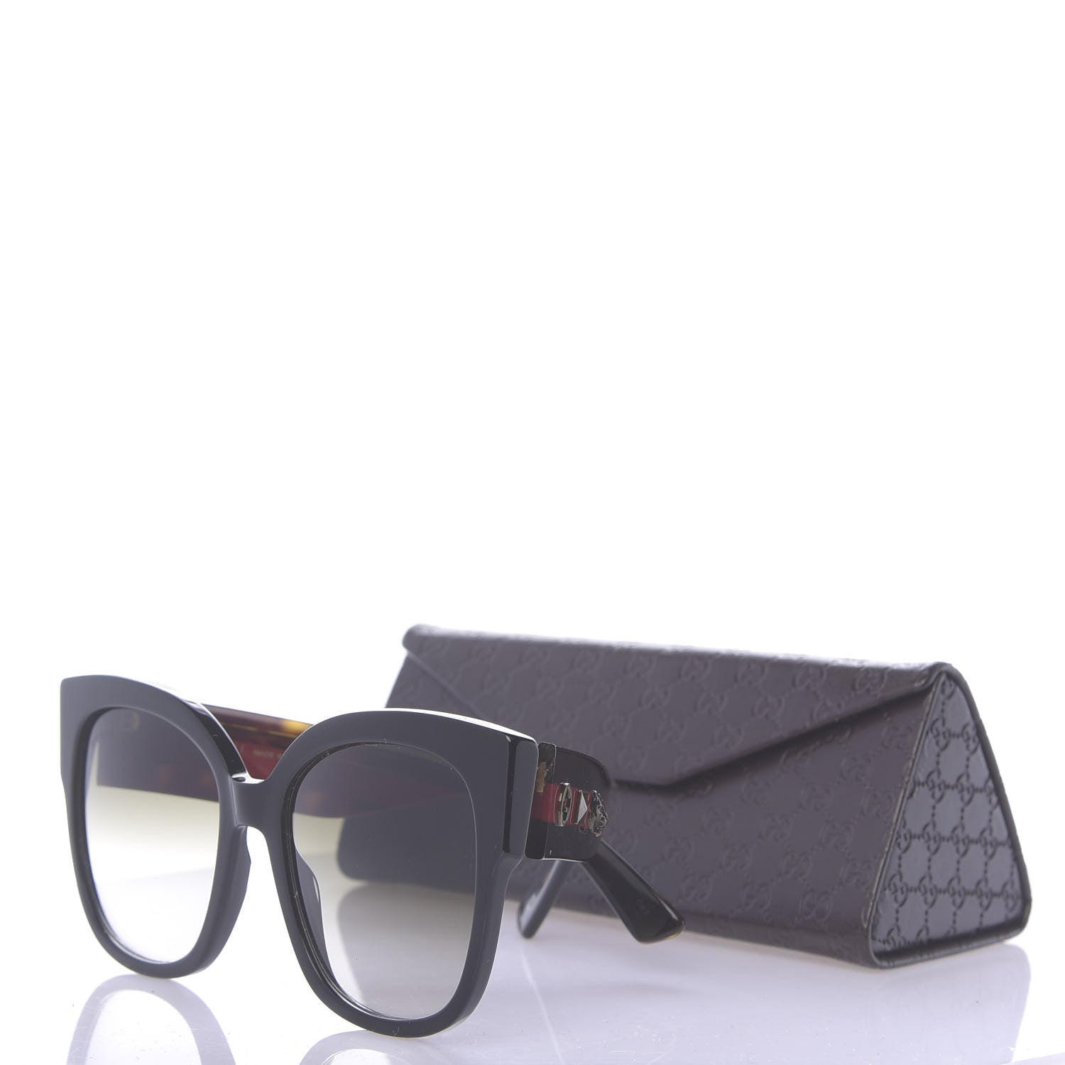 Gucci Acetate Square Frame Web Sunglasses GG0059S Black Tortoise 7 of 7