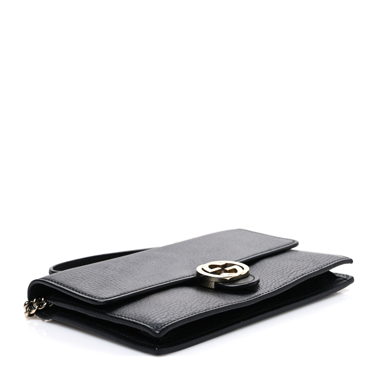 Dollar Calfskin Interlocking G Chain Wallet Black
