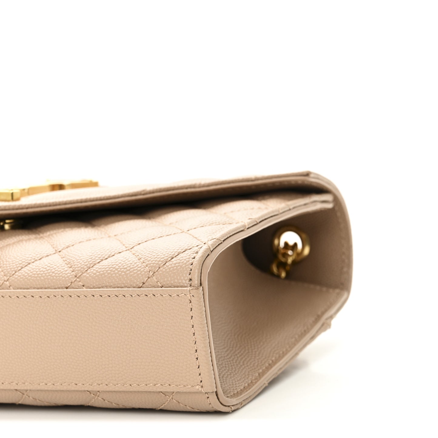 Grain De Poudre Textured Mixed Matelasse Triquilt Small Monogram Satchel Dark Beige