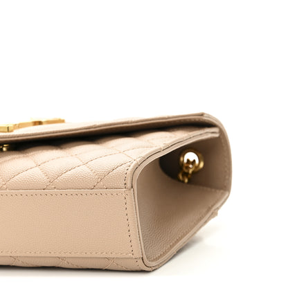 Saint Laurent Grain De Poudre Textured Mixed Matelasse Triquilt Small Monogram Satchel Dark Beige 9 of 9
