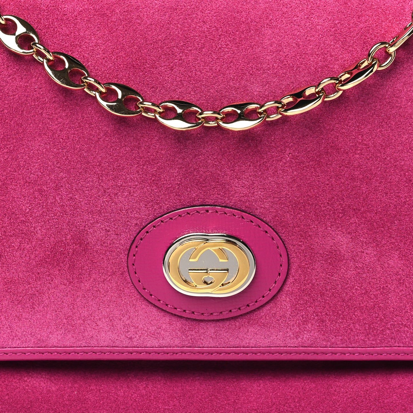 Suede Azalea Calfskin Small Marina Chain Shoulder Bag Fuchsia