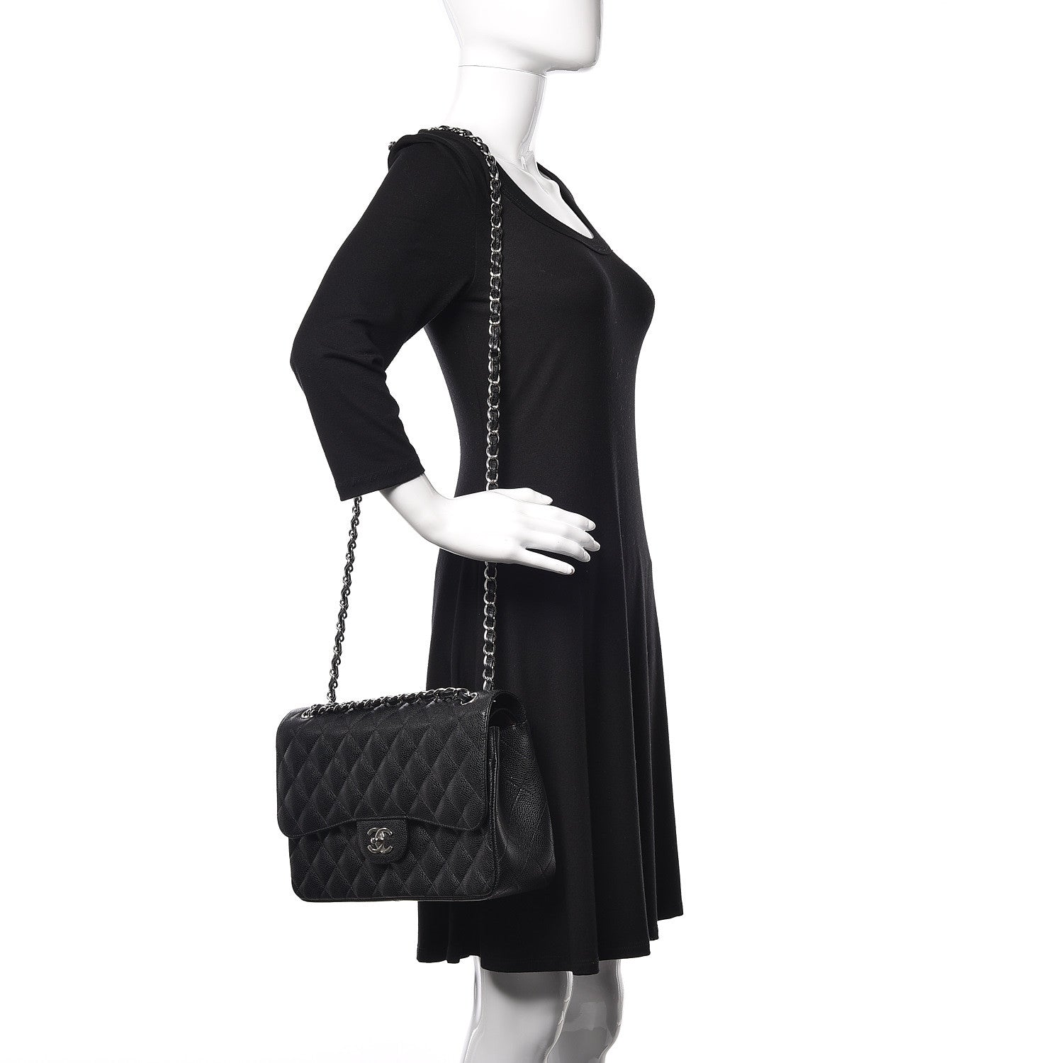 Chanel Caviar Quilted Jumbo Double Flap Black 2 of 10
