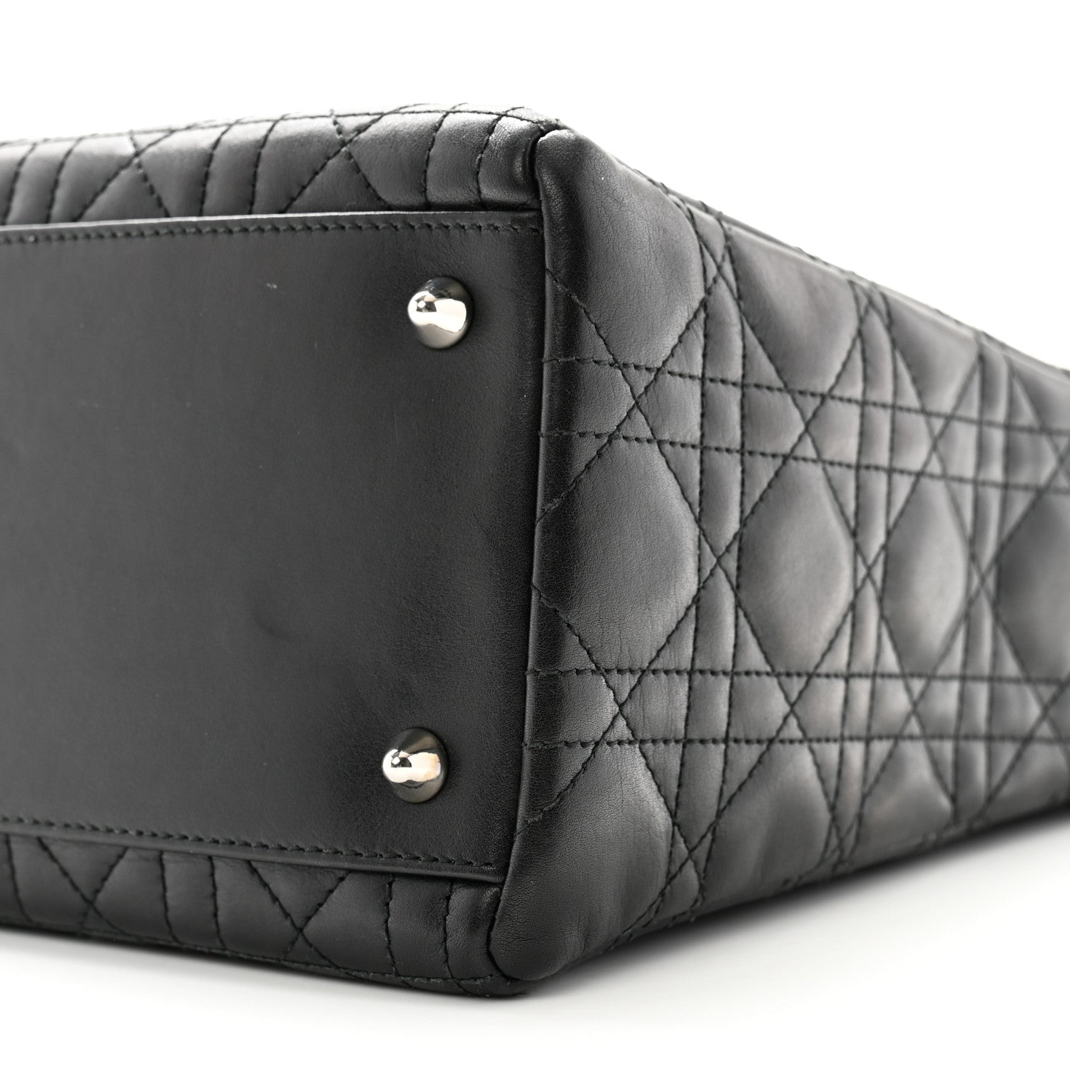 Christian Dior Lambskin Cannage Bow Medium Lady Dior Black 10 of 14