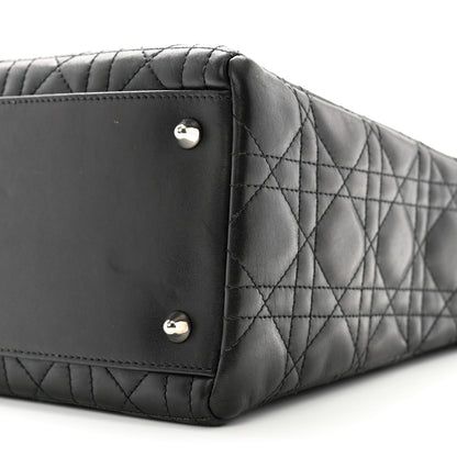 Christian Dior Lambskin Cannage Bow Medium Lady Dior Black 10 of 14