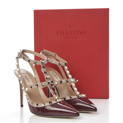 Valentino Garavani Patent Rockstud Ankle Strap 100mm Pumps 39 Vinaccia Poudre 9 of 9