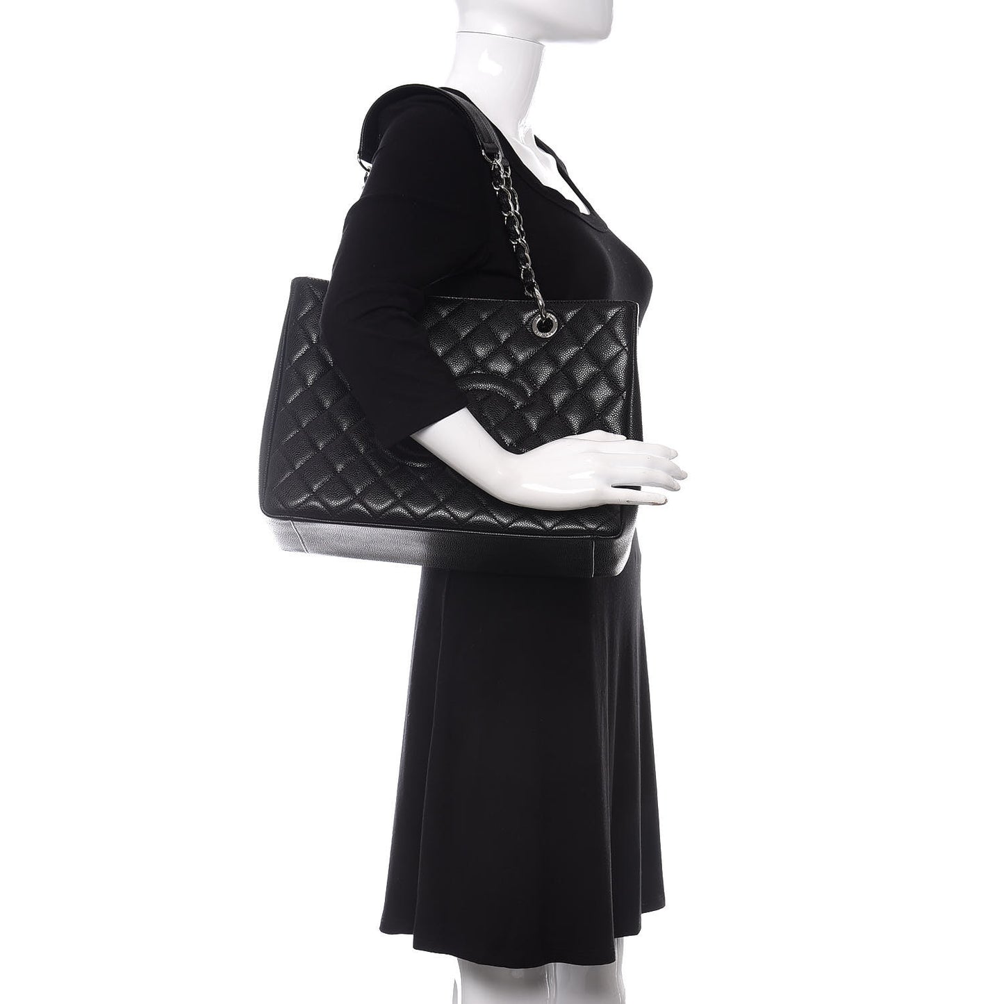 Caviar Quilted Grand Shopping Tote GST Black