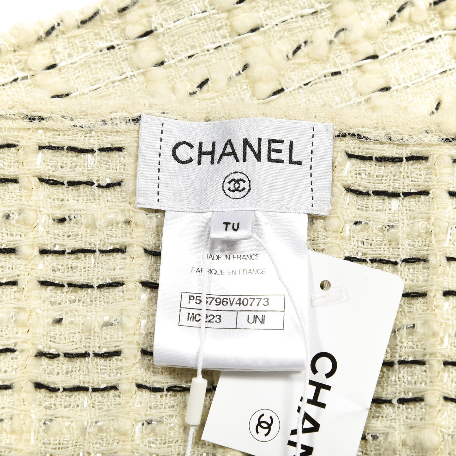 Chanel Fantasy Tweed Scarf Ivory 4 of 5