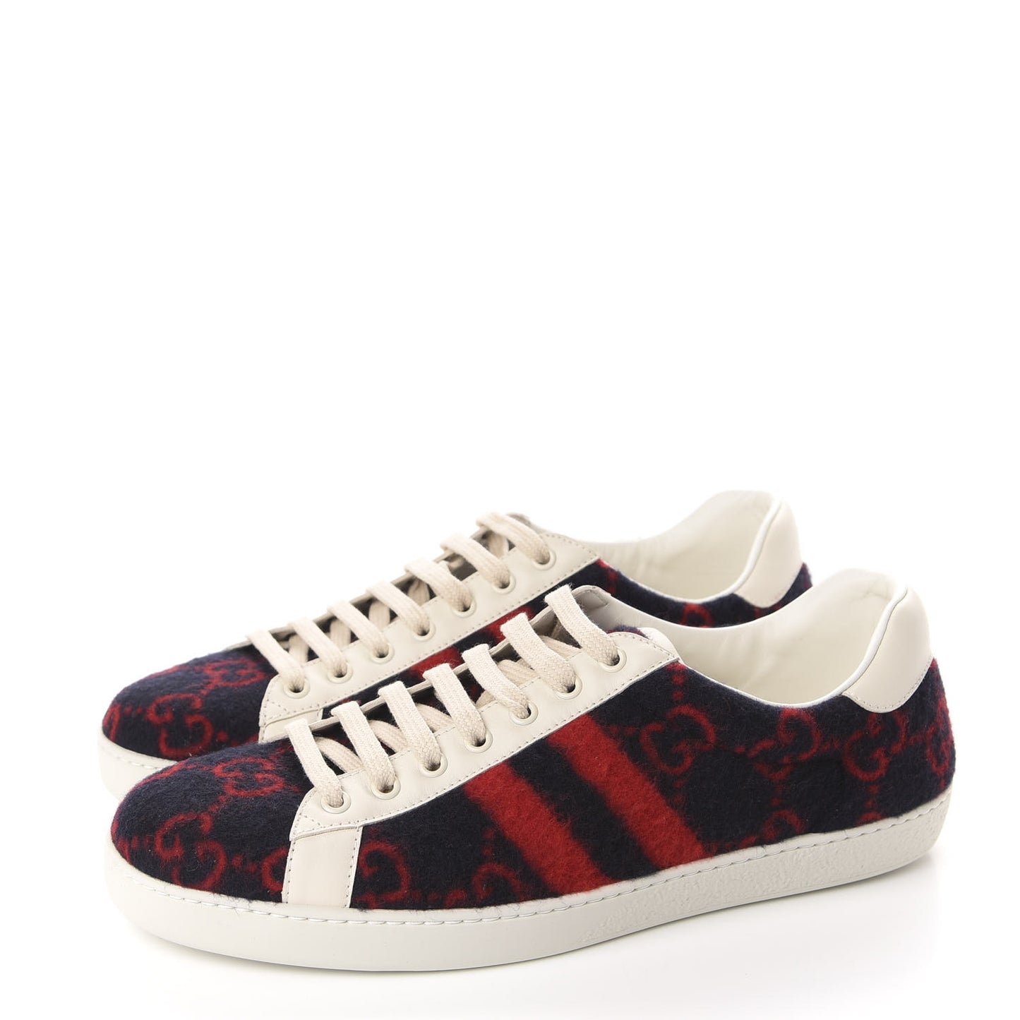 Covered Wool Big GG Monogram Mens Sneakers 9.5 Blue Red Mystic White