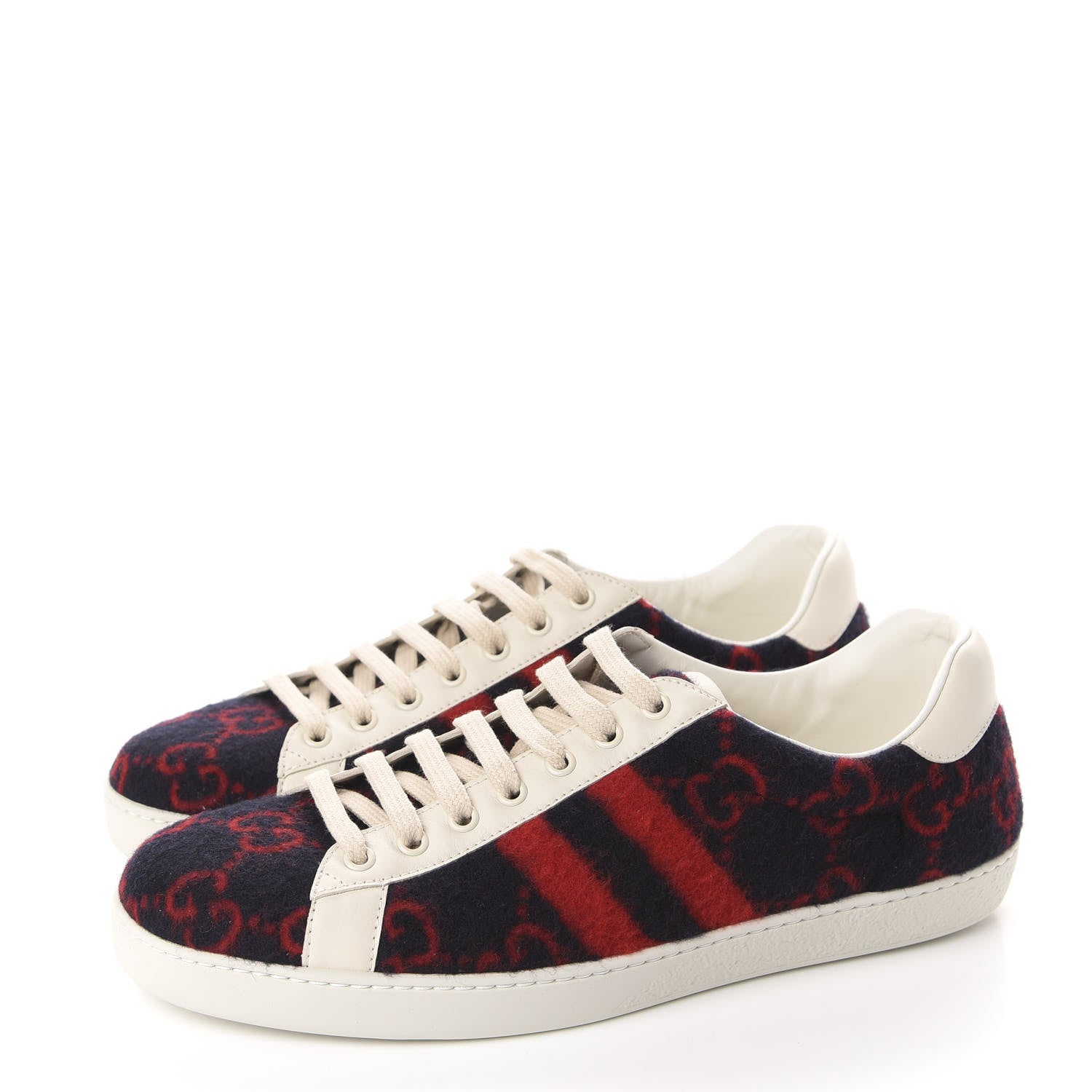 Gucci Covered Wool Big GG Monogram Mens Sneakers 9.5 Blue Red Mystic White 3 of 10