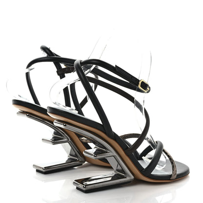 Fendi Nappa Metallic Ayers Fendi First 95mm Strappy Sandals 38.5 Black Chocolate Stagno 4 of 8