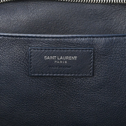Saint Laurent Calfskin Croc Embossed Small Monogram Downtown Cabas Blue 6 of 13