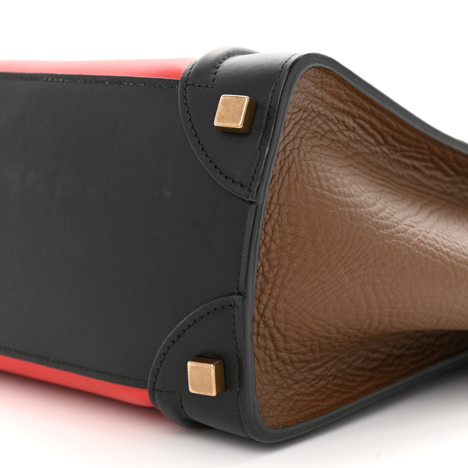 Celine Elephant Calfskin Micro Tri-Color Luggage Bright Red 9 of 10