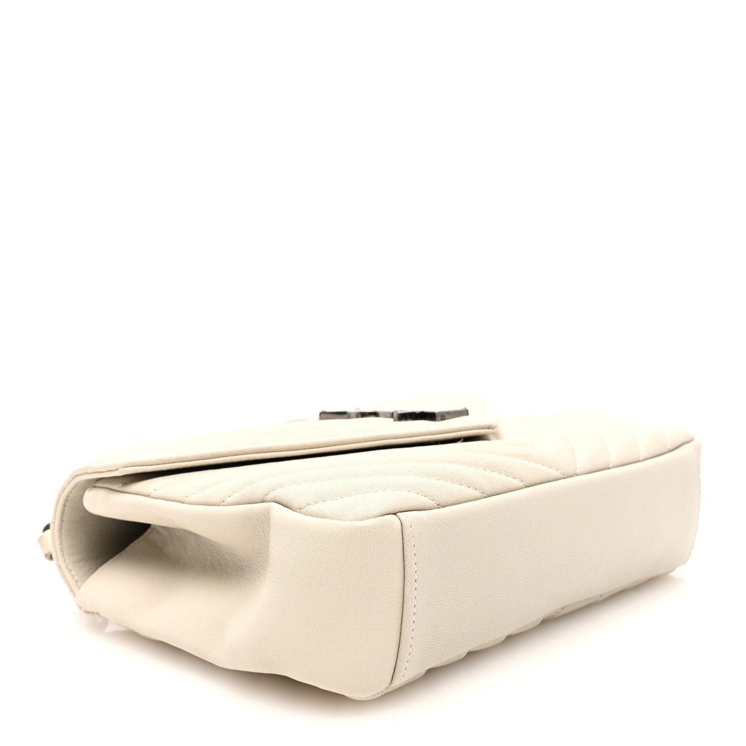 Saint Laurent Sheepskin Matelasse Chevron Monogram Medium College Bag Crema Soft 4 of 9