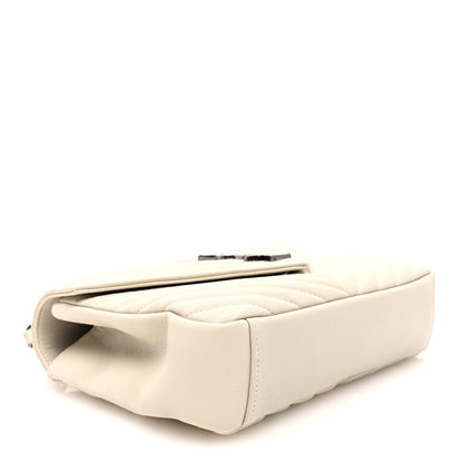Saint Laurent Sheepskin Matelasse Chevron Monogram Medium College Bag Crema Soft 4 of 9