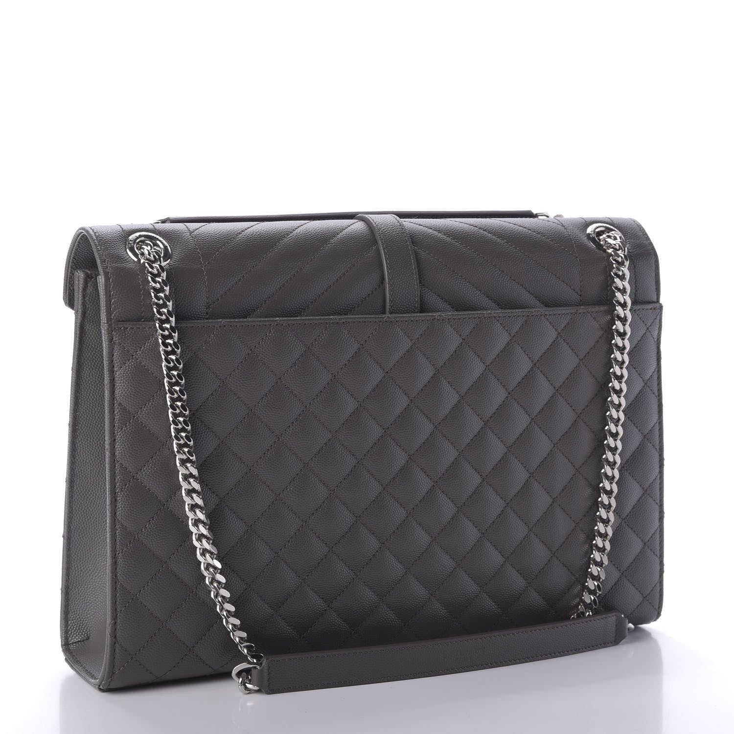 Saint Laurent Grain De Poudre Large Tri-Quilt Monogram Satchel Fog 3 of 9