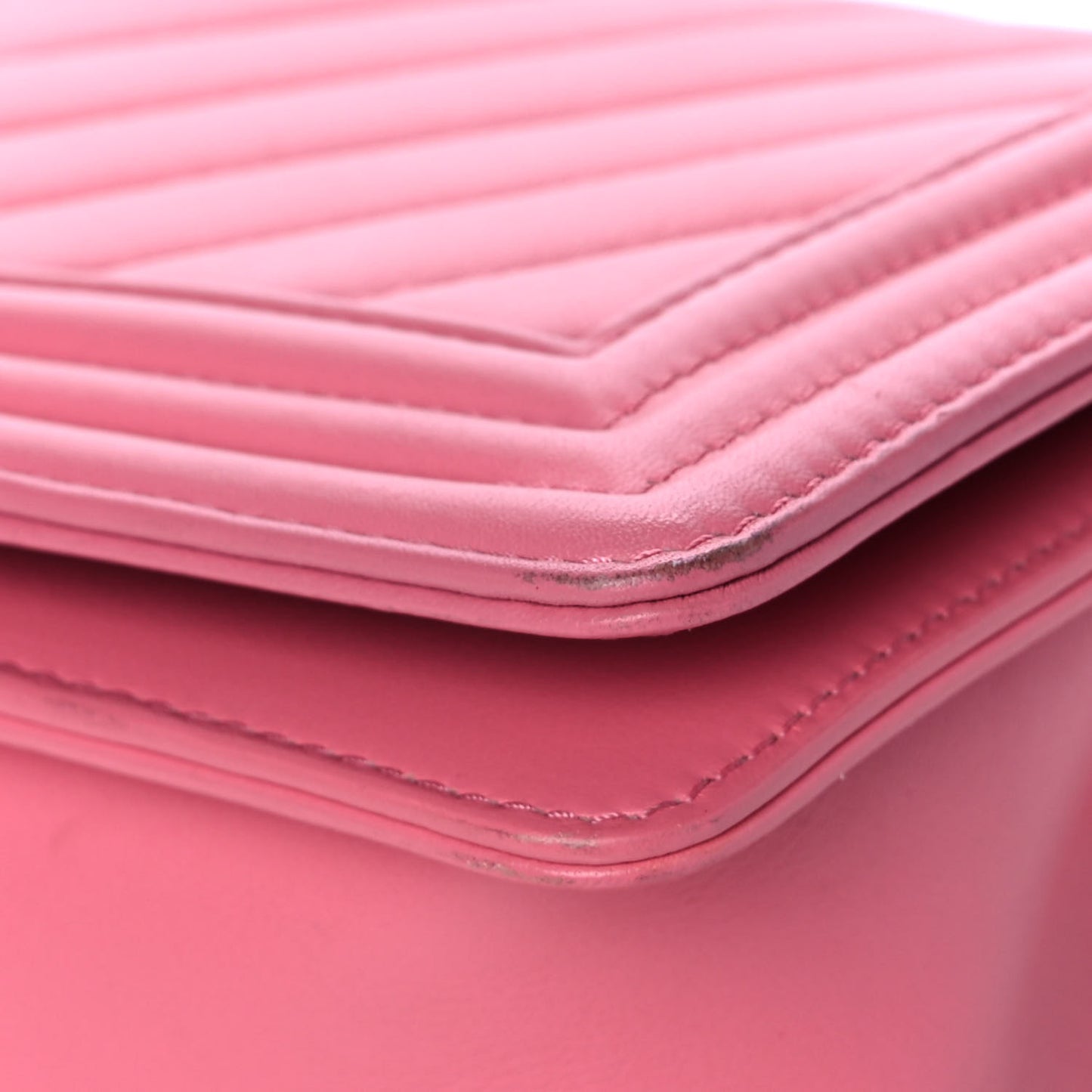 Calfskin Chevron Quilted Medium Boy Flap Pink
