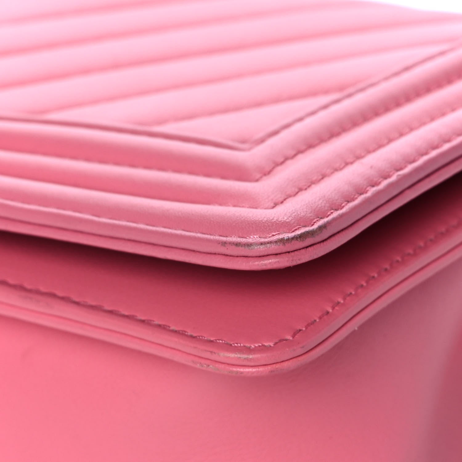 Chanel Calfskin Chevron Quilted Medium Boy Flap Pink 11 of 13