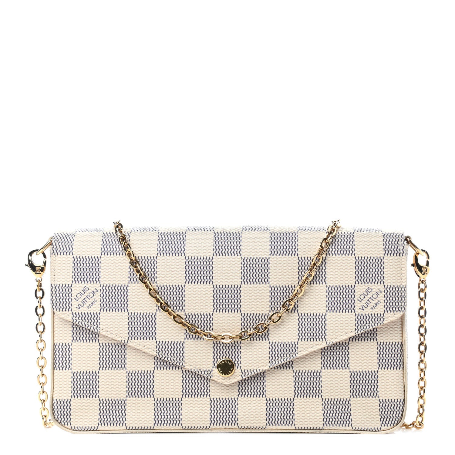 Louis Vuitton Damier Azur Pochette Felicie Chain Wallet Rose Ballerine 1 of 14