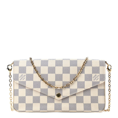 Louis Vuitton Damier Azur Pochette Felicie Chain Wallet Rose Ballerine 1 of 14