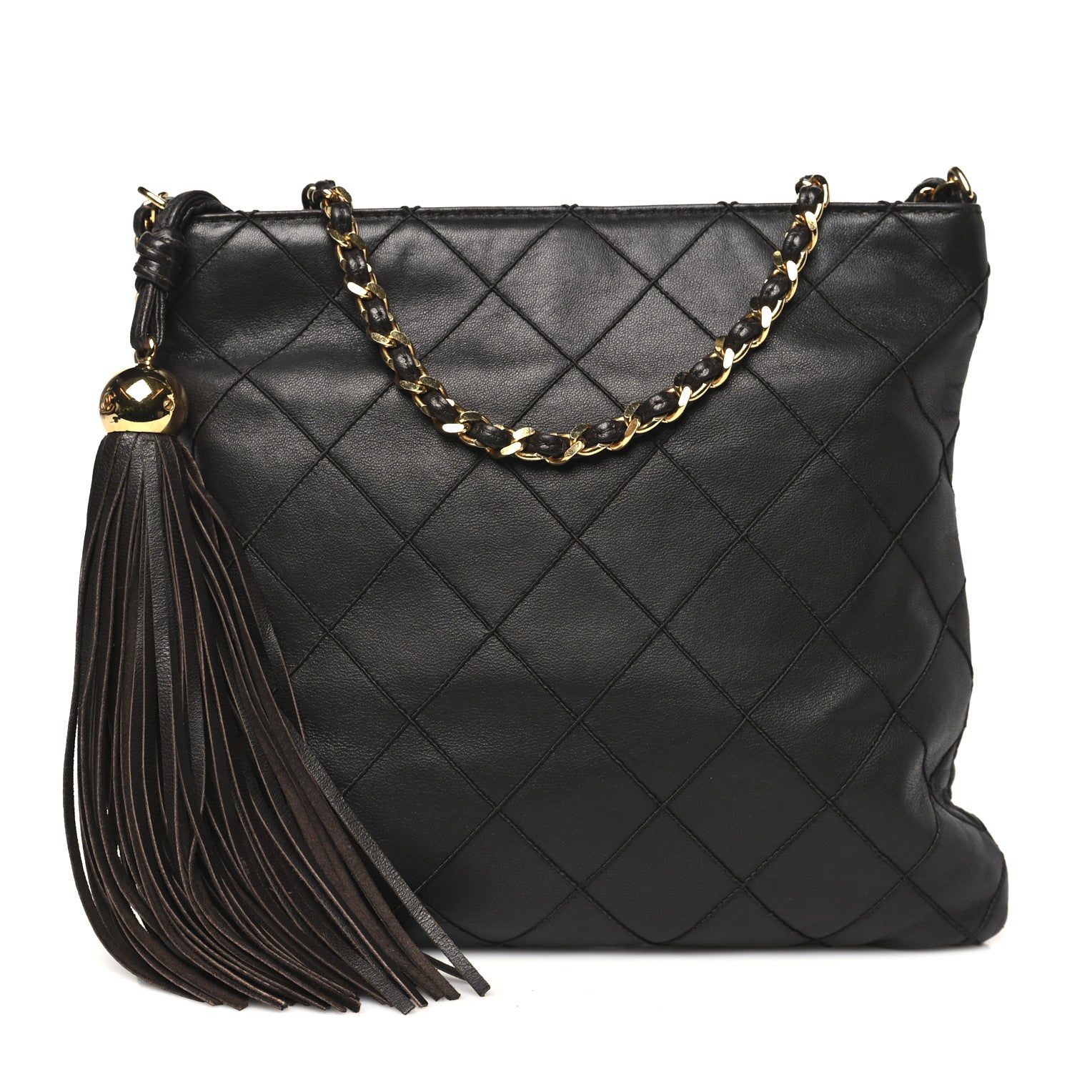Chanel Lambskin Quilted Tassel Shoulder Bag Brown 1 of 11