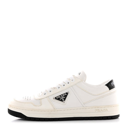 Prada Vitello Rois Triangle Womens Downtown Low Top 30mm Sneakers 36.5 White Black 1 of 14